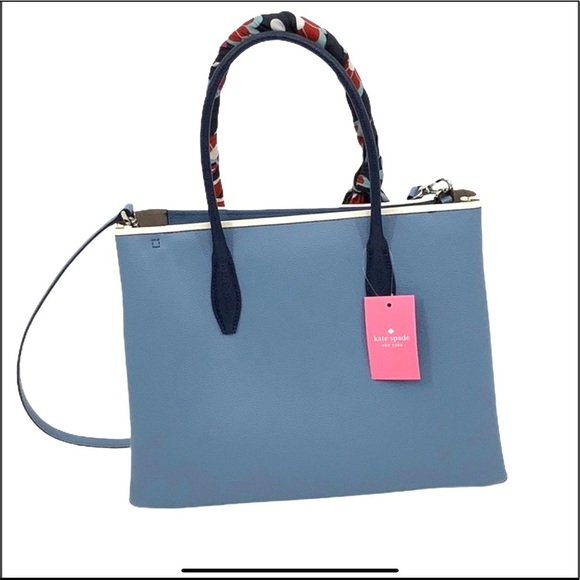 Kate Spade Blue Shoulder Bag with Scarf Accent - Picture 5 of 9
